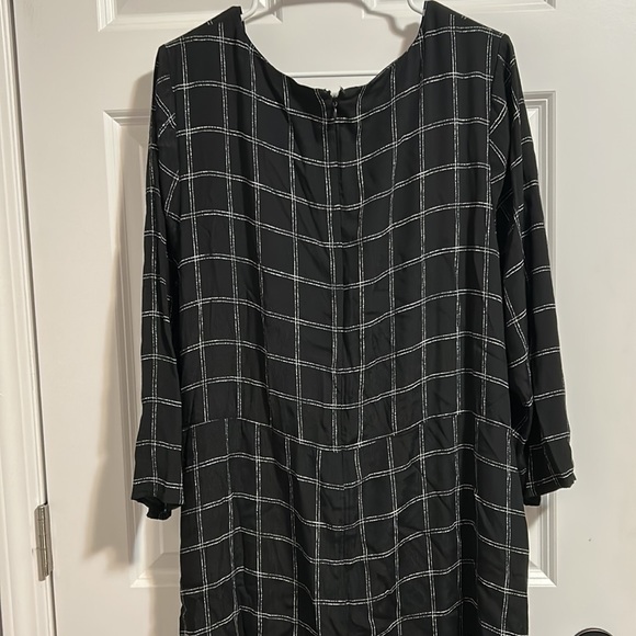 Long Tall Sally Black Dress Twist Detail Check Woven Plus Size 20 - Picture 6 of 9